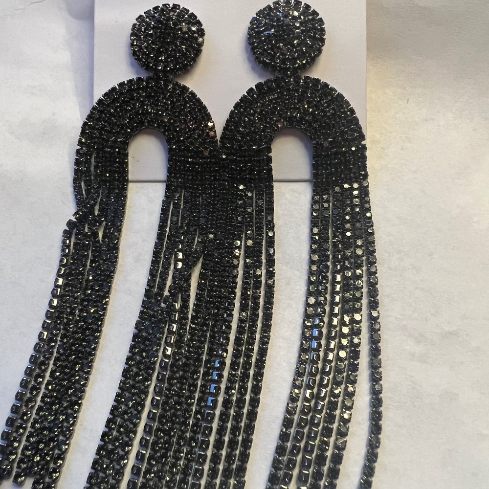 Black rhinestone statement earrings